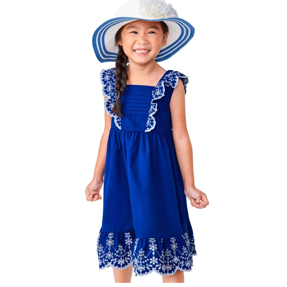 EUC Gymboree Blue Eyelet Dress Sz 6